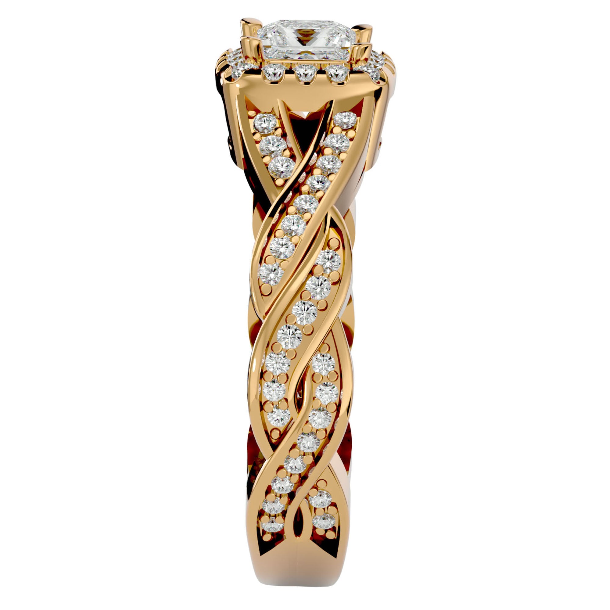 Inel de Logodnă din Aur 14k cu Diamante Naturale Pavé în Spirală Eternă de 0.90 ct din 14k Aur Galben - Castelo.ro