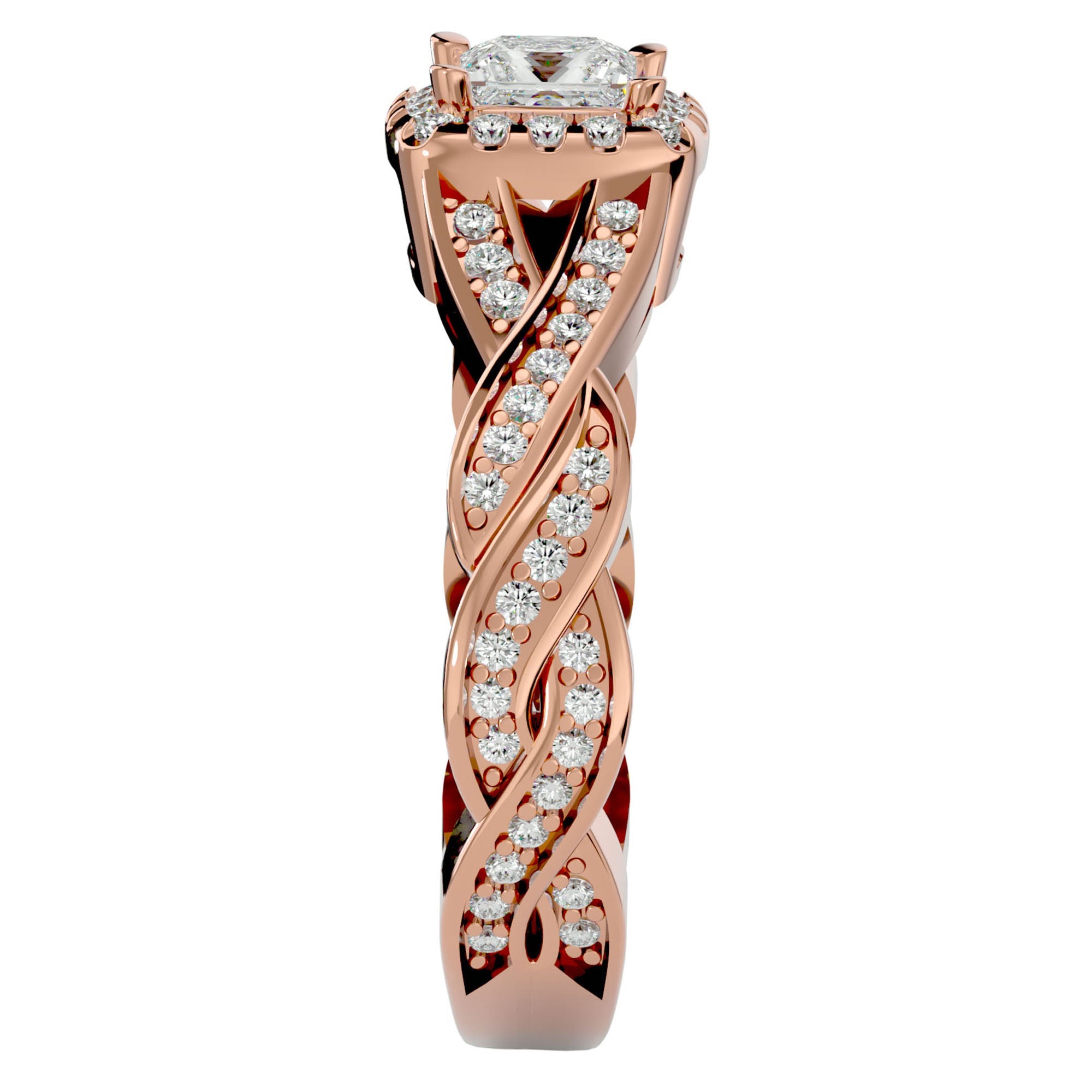Inel de Logodnă din Aur 14k cu Moissanite Pavé în Spirală Eternă de 0.90 ct din 14k Aur Roz - Castelo.ro