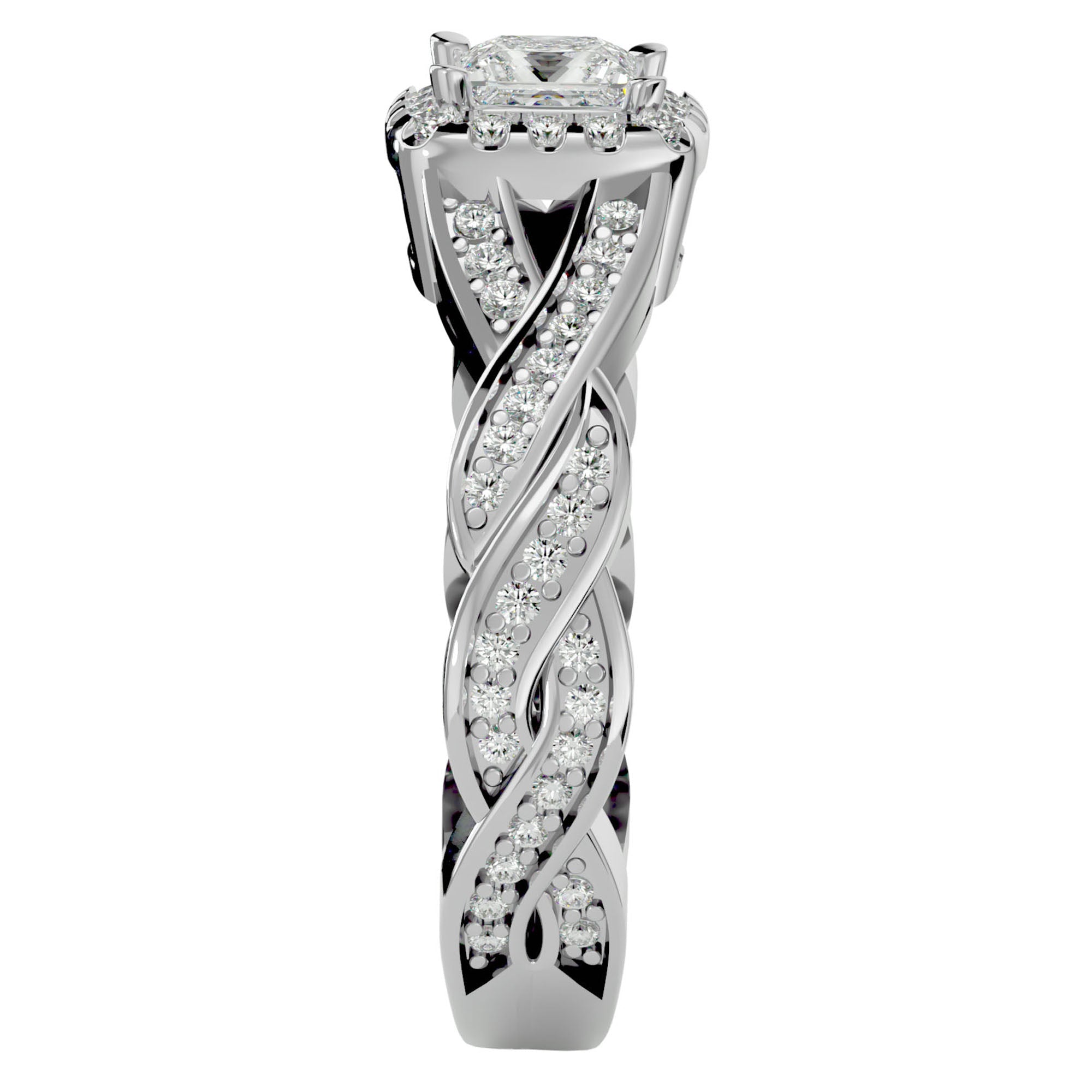 Inel de Logodnă din Aur 14k cu Moissanite Pavé în Spirală Eternă de 0.90 ct din 14k Aur Alb - Castelo.ro