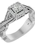 Inel de Logodnă din Aur 14k cu Moissanite Pavé în Spirală Eternă de 0.90 ct din 14k Aur Alb - Castelo.ro