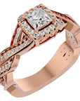 Inel de Logodnă din Aur 14k cu Diamante Naturale Pavé în Spirală Eternă de 0.90 ct din 14k Aur Roz - Castelo.ro