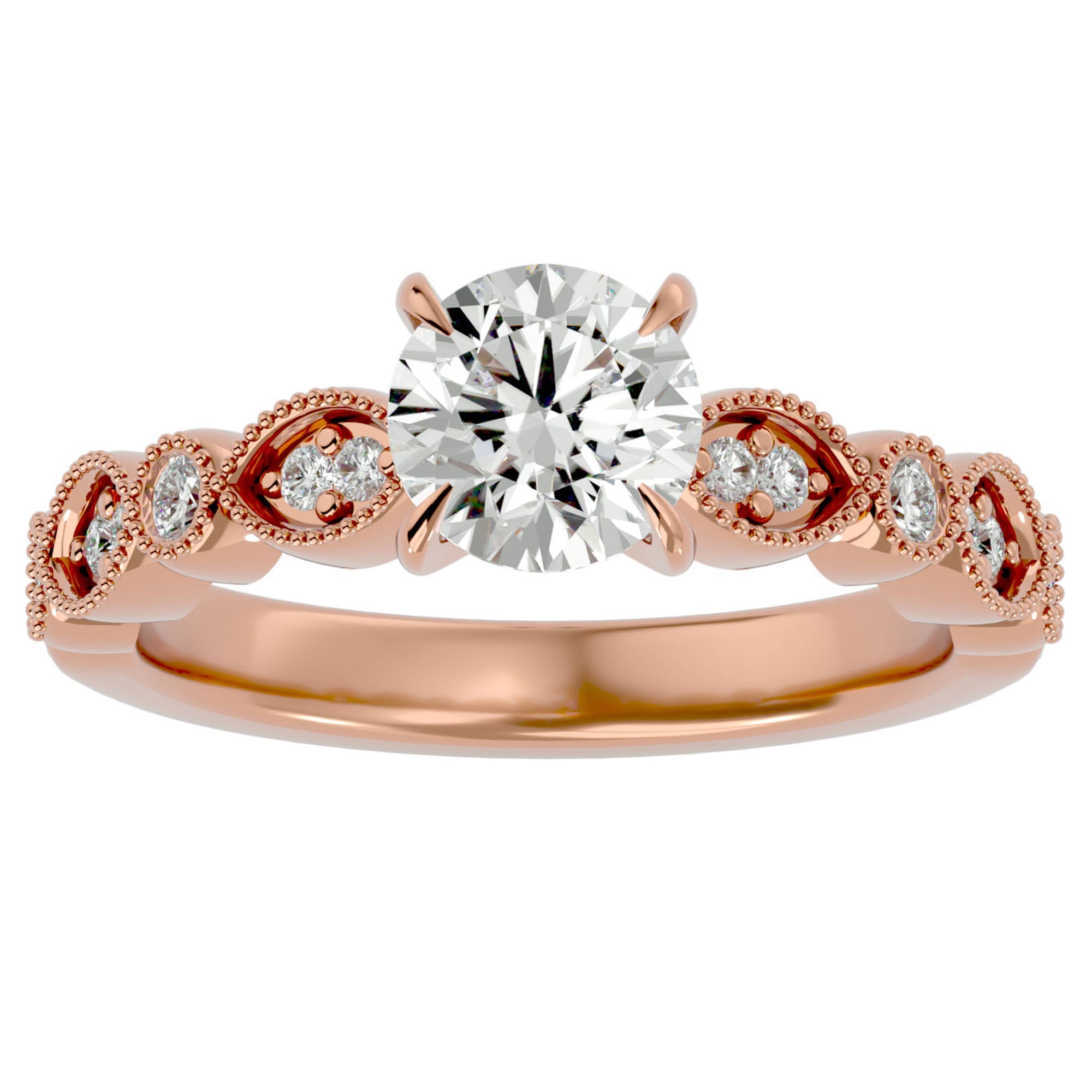 Inel De Logodnă Ballet des Cristaux din Aur 14k cu Diamante Create în Laborator Pavé de 0.67 ct din 14k Aur Roz - Castelo.ro
