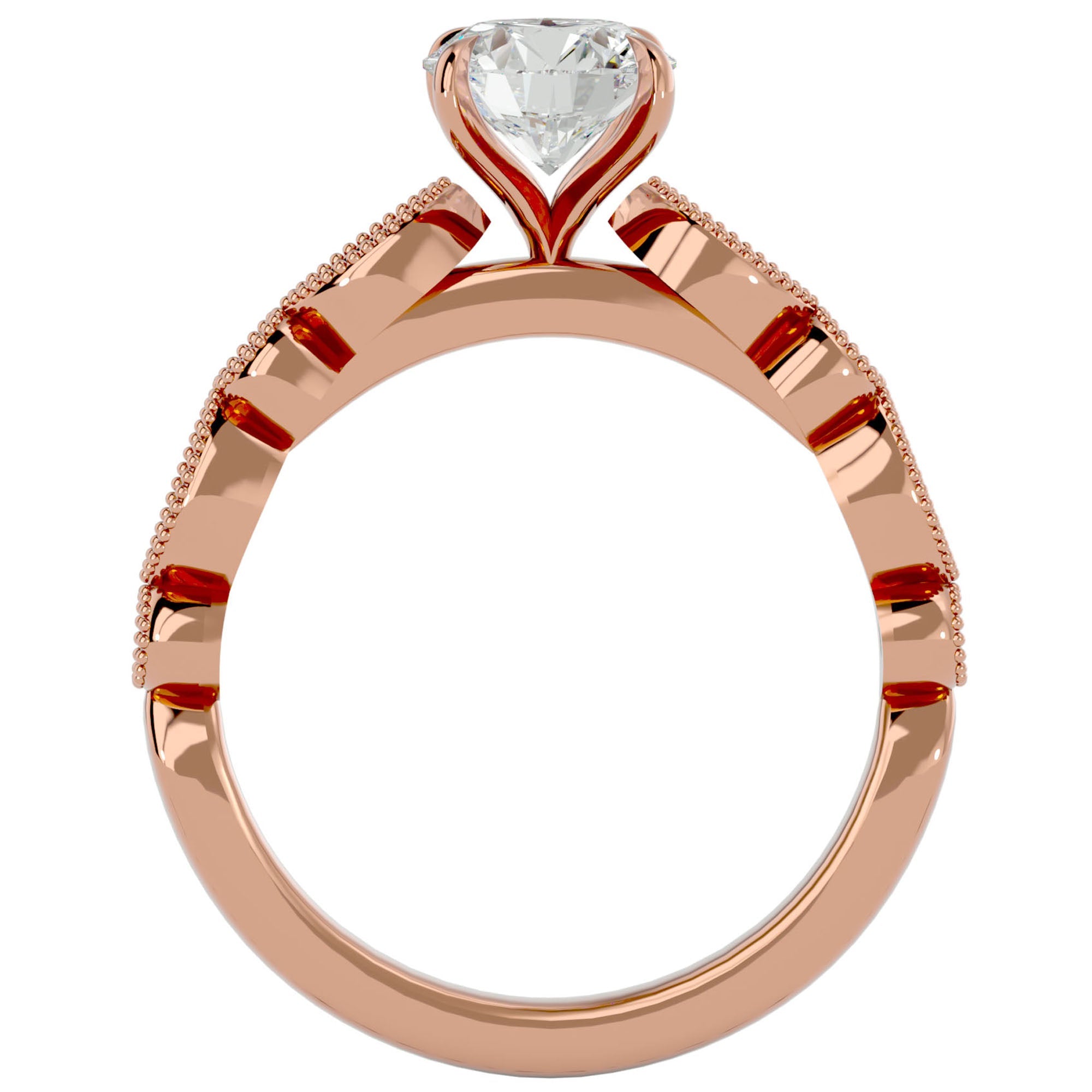 Inel De Logodnă Ballet des Cristaux din Aur 14k cu Diamante Create în Laborator Pavé de 0.67 ct din 14k Aur Roz - Castelo.ro