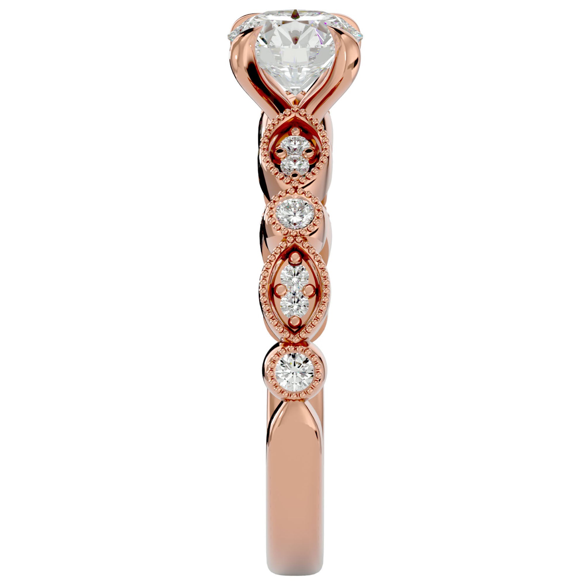 Inel De Logodnă Ballet des Cristaux cu Diamante Create în Laborator Pavé de 0.67 ct din 18k Aur Roz - Castelo.ro