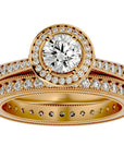 Inel de Logodnă Halo Pavè cu Moissanite de 1.45 ct din 18k Aur Galben - Castelo.ro