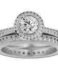 Inel de Logodnă Halo Pavè cu Moissanite de 1.45 ct din Platina - Castelo.ro