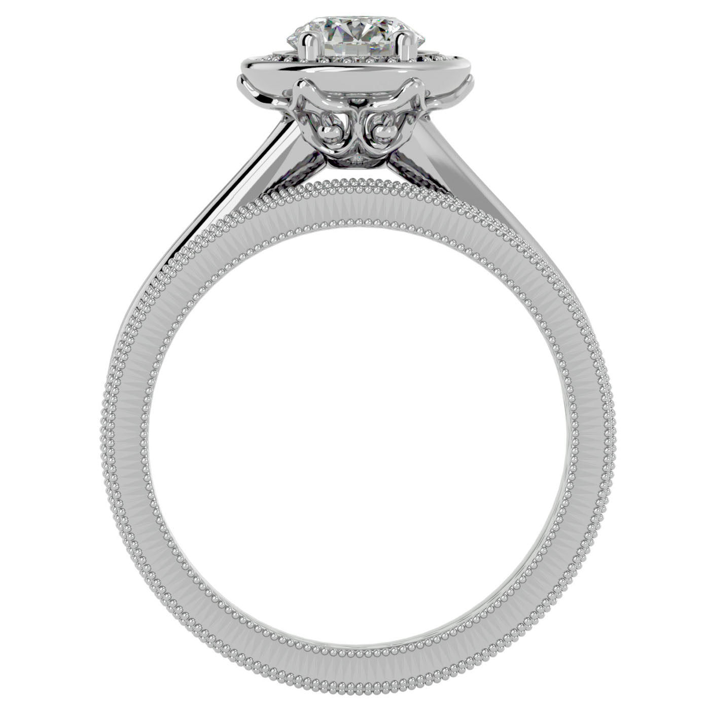 Inel de Logodnă Halo Pavè cu Moissanite de 1.45 ct din Platina - Castelo.ro