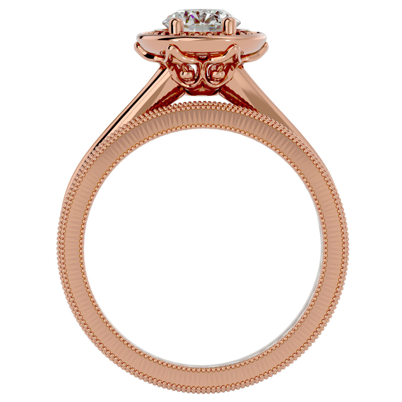 Inel de Logodnă Halo Pavè cu Diamante Naturale de 1.45 ct din 18k Aur Roz - Castelo.ro