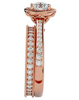 Inel de Logodnă Halo Pavè din Aur 14k cu Diamante Create în Laborator de 1.45 ct din 14k Aur Roz - Castelo.ro