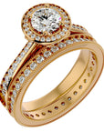 Inel de Logodnă Halo Pavè cu Diamante Naturale de 1.45 ct din 18k Aur Galben - Castelo.ro