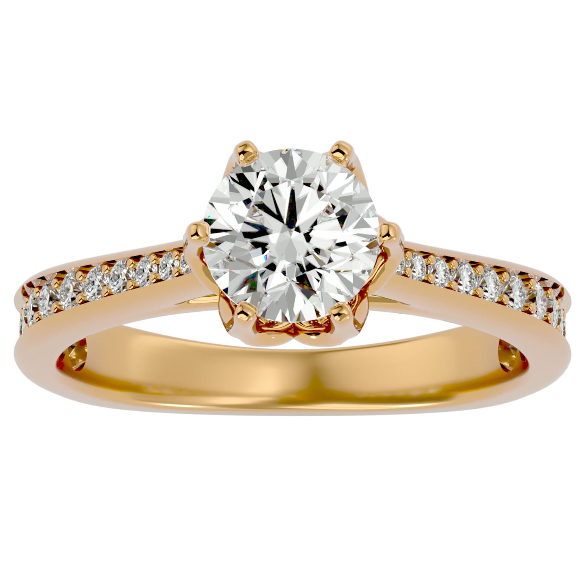 Inel De Logodnă Cascade de Lumière din Aur 14k cu Diamante Create în Laborator Pavé de 1.33 ct din 14k Aur Galben - Castelo.ro