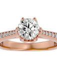 Inel De Logodnă Cascade de Lumière din Aur 14k cu Diamante Create în Laborator Pavé de 1.33 ct din 14k Aur Roz - Castelo.ro