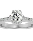 Inel De Logodnă Cascade de Lumière din Aur 14k cu Diamante Create în Laborator Pavé de 1.33 ct din 14k Aur Alb - Castelo.ro
