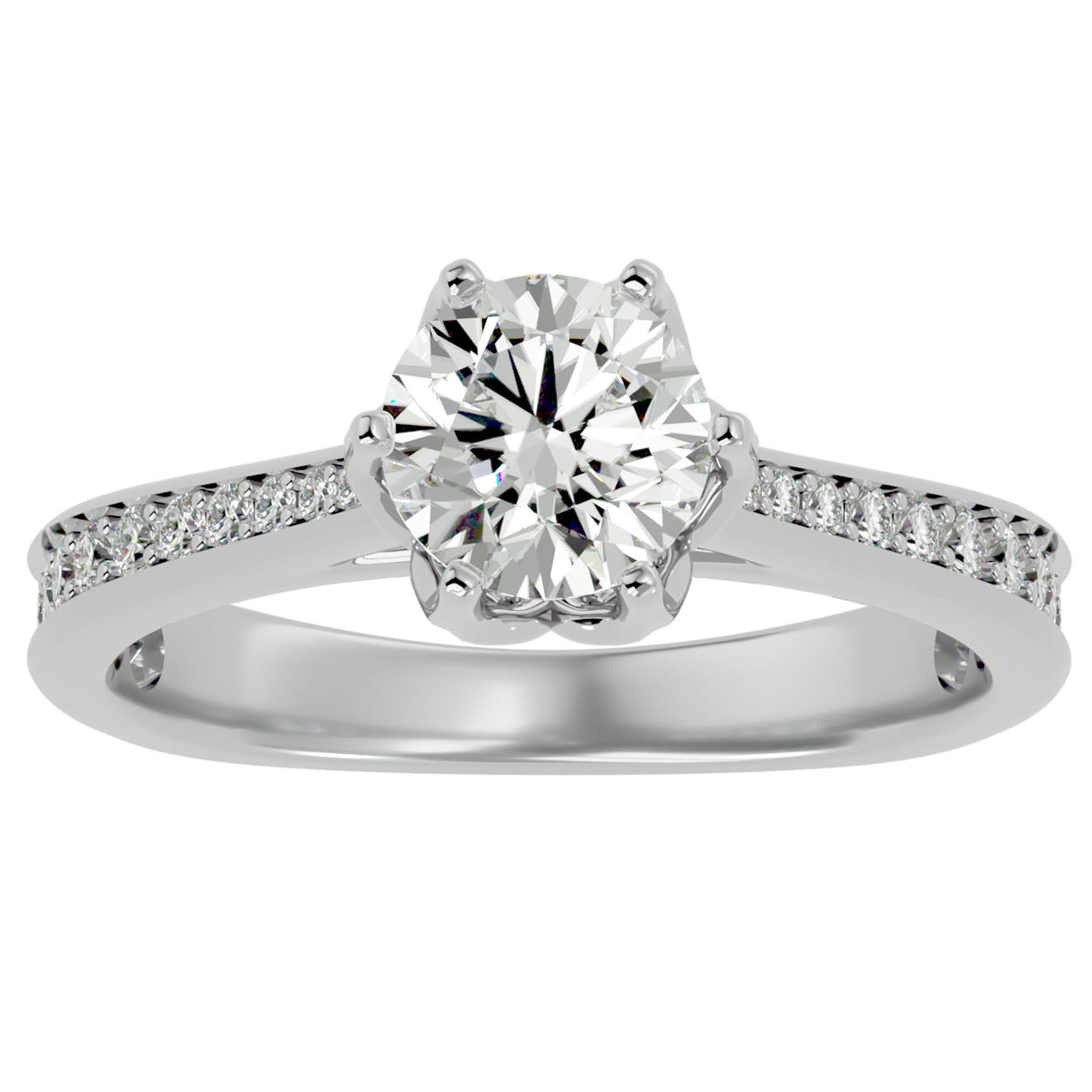 Inel De Logodnă Cascade de Lumière cu Diamante Create în Laborator Pavé de 1.33 ct din Platina - Castelo.ro