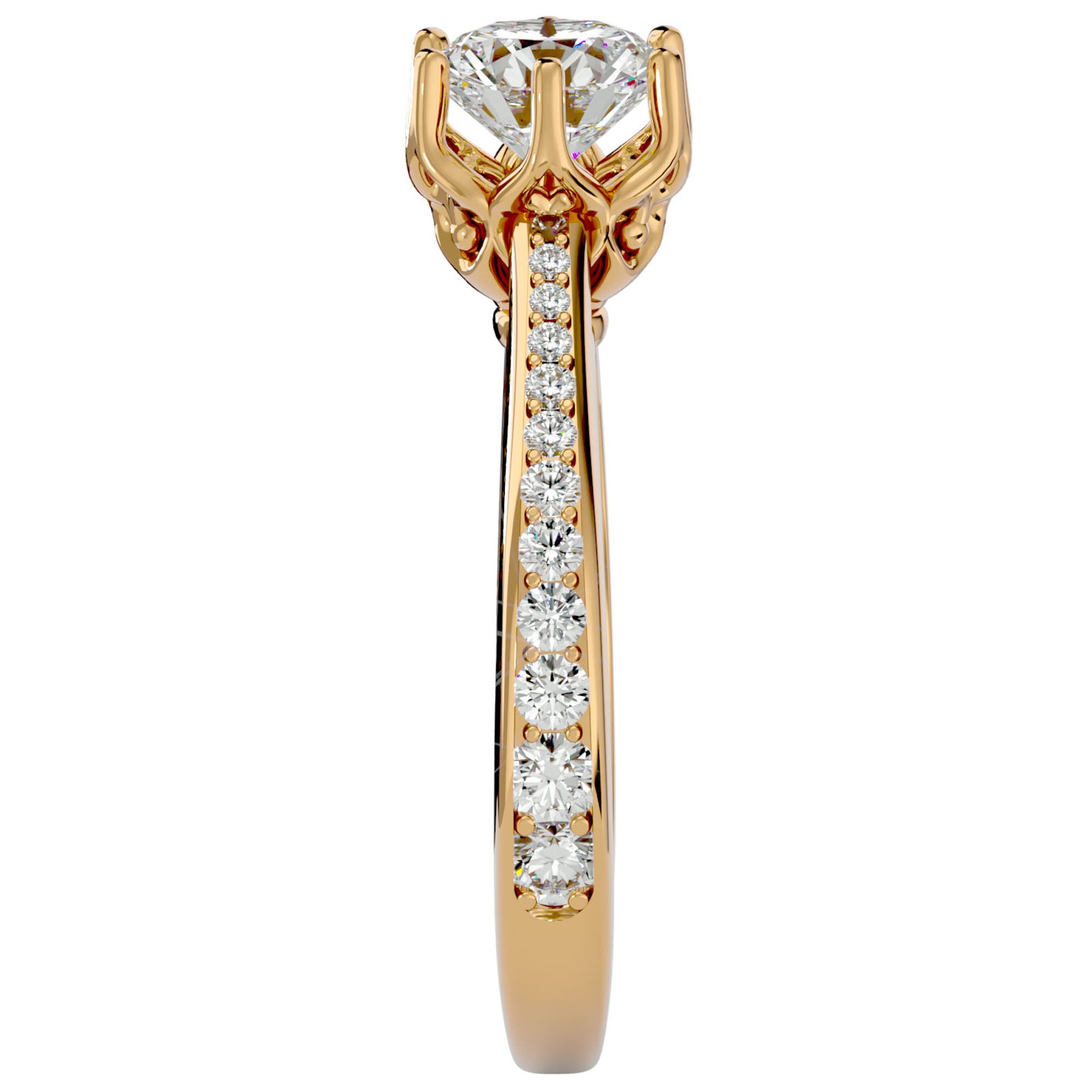 Inel De Logodnă Cascade de Lumière din Aur 14k cu Diamante Create în Laborator Pavé de 1.33 ct din 14k Aur Galben - Castelo.ro