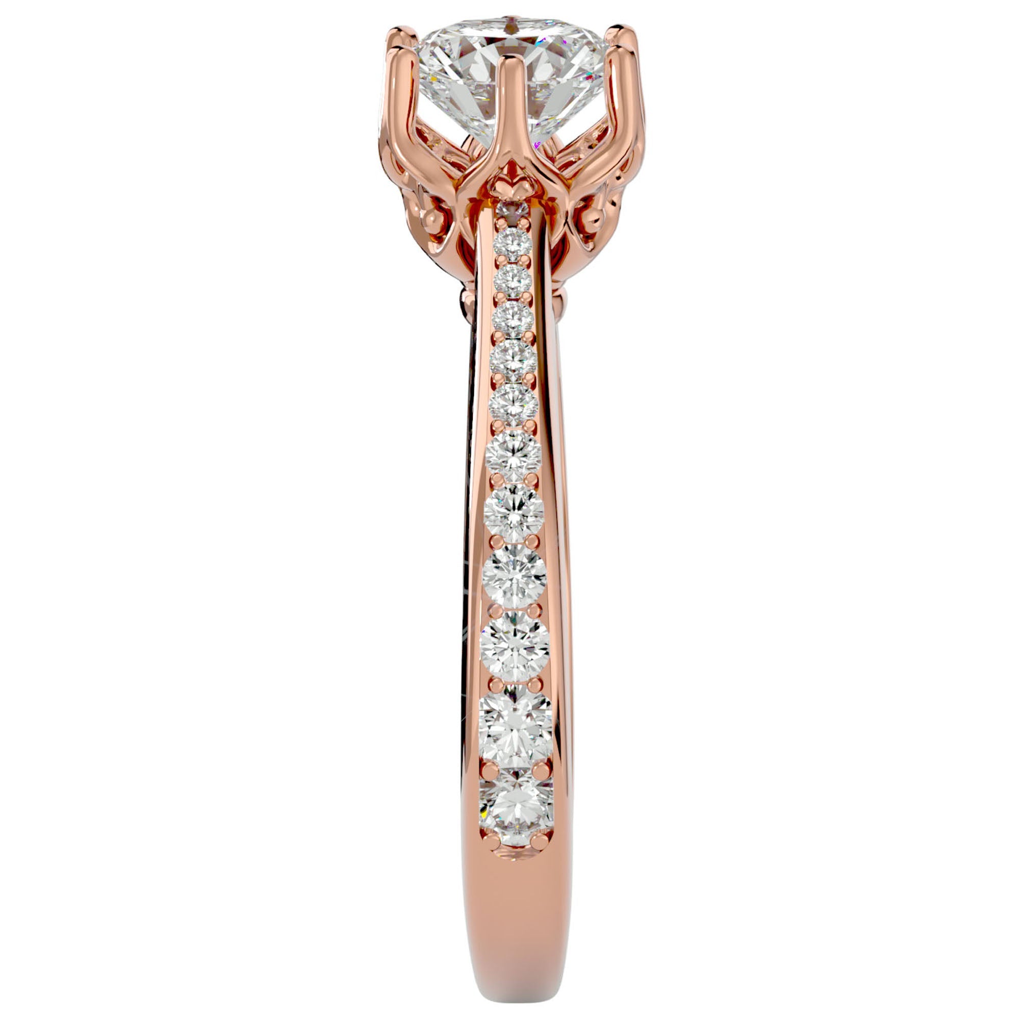Inel De Logodnă Cascade de Lumière cu Diamante Create în Laborator Pavé de 1.33 ct din 18k Aur Roz - Castelo.ro