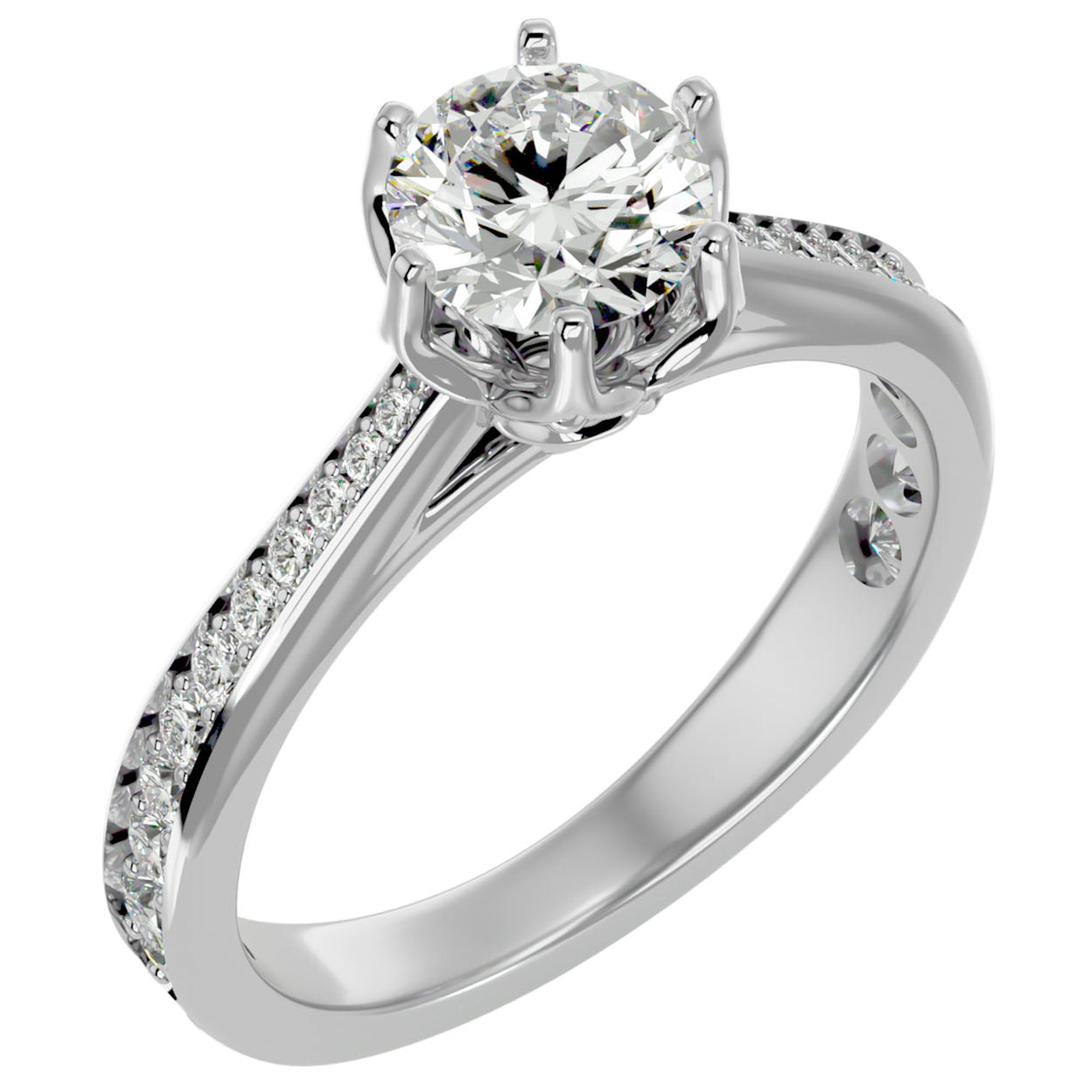 Inel De Logodnă Cascade de Lumière cu Diamante Create în Laborator Pavé de 1.33 ct din Platina - Castelo.ro
