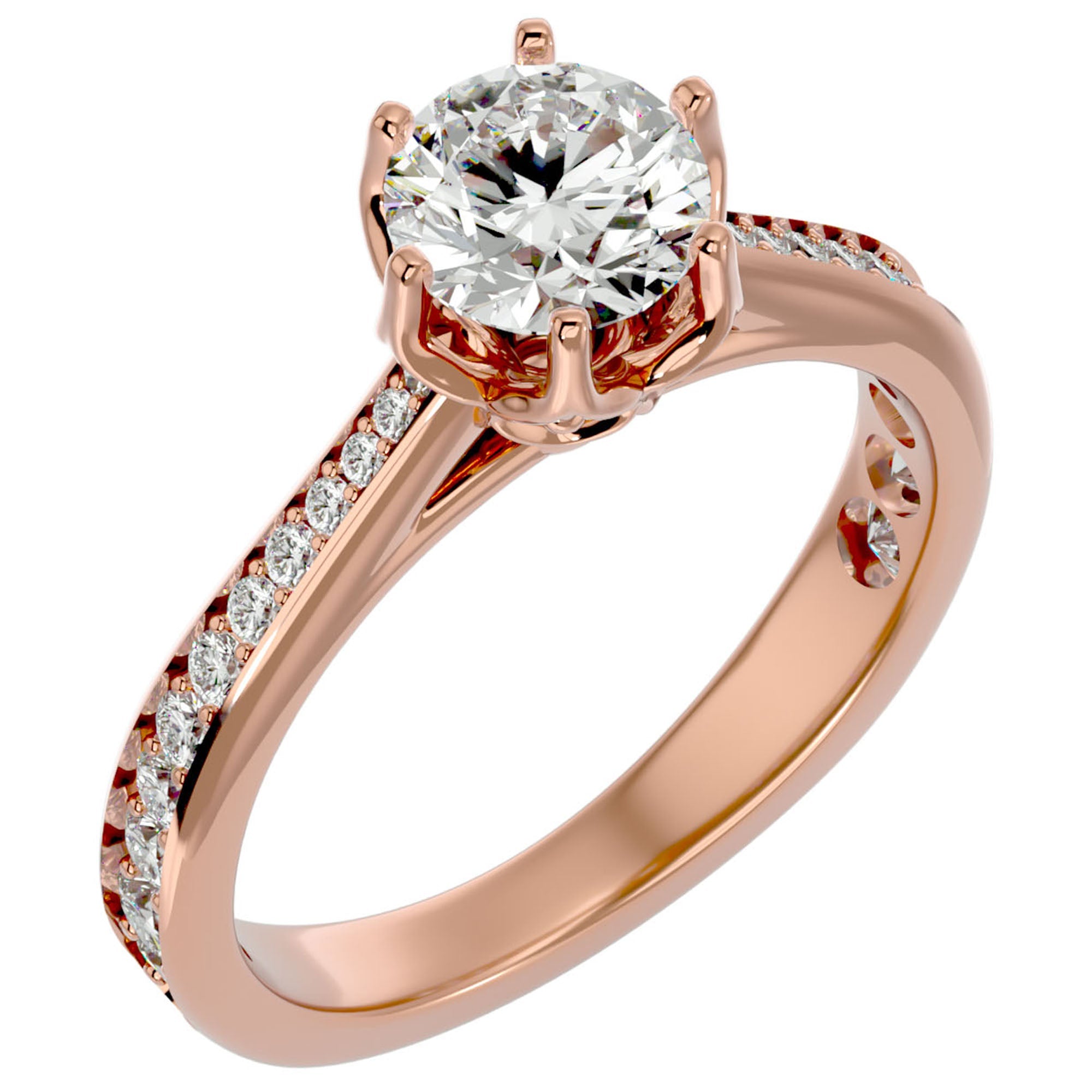 Inel De Logodnă Cascade de Lumière din Aur 14k cu Diamante Create în Laborator Pavé de 1.33 ct din 14k Aur Roz - Castelo.ro