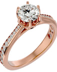 Inel De Logodnă Cascade de Lumière din Aur 14k cu Diamante Create în Laborator Pavé de 1.33 ct din 14k Aur Roz - Castelo.ro