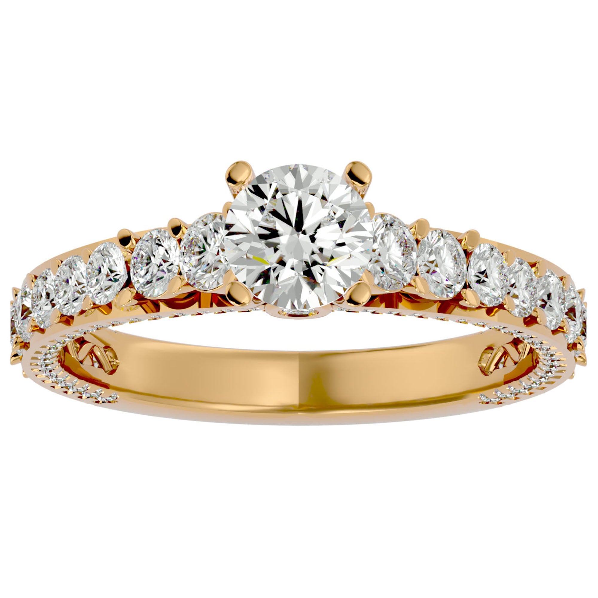 Inel De Logodnă Voix Céleste cu Moissanite Pavé de 1.79 ct din 18k Aur Galben - Castelo.ro