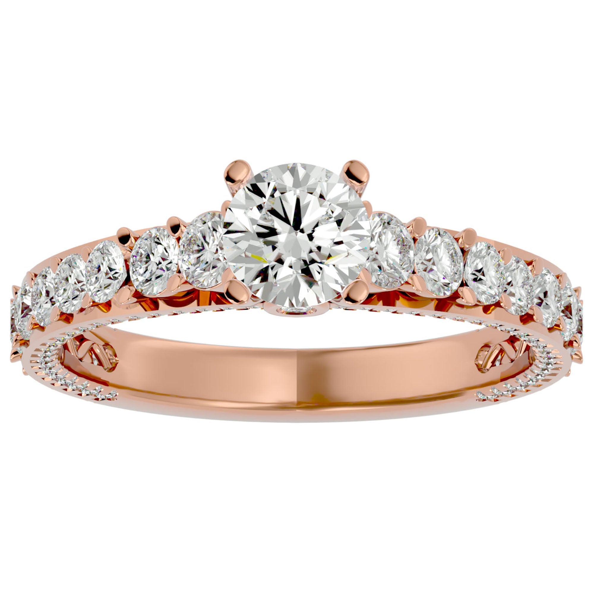 Inel De Logodnă Voix Céleste cu Moissanite Pavé de 1.79 ct din 18k Aur Roz - Castelo.ro