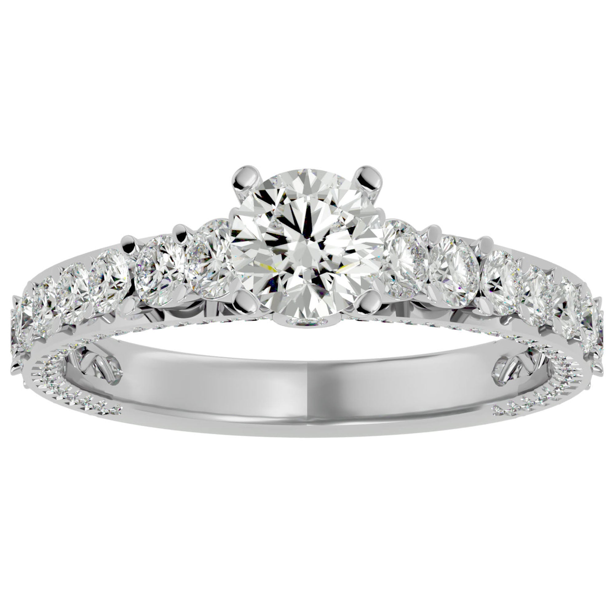 Inel De Logodnă Voix Céleste cu Moissanite Pavé de 1.79 ct din Platina - Castelo.ro