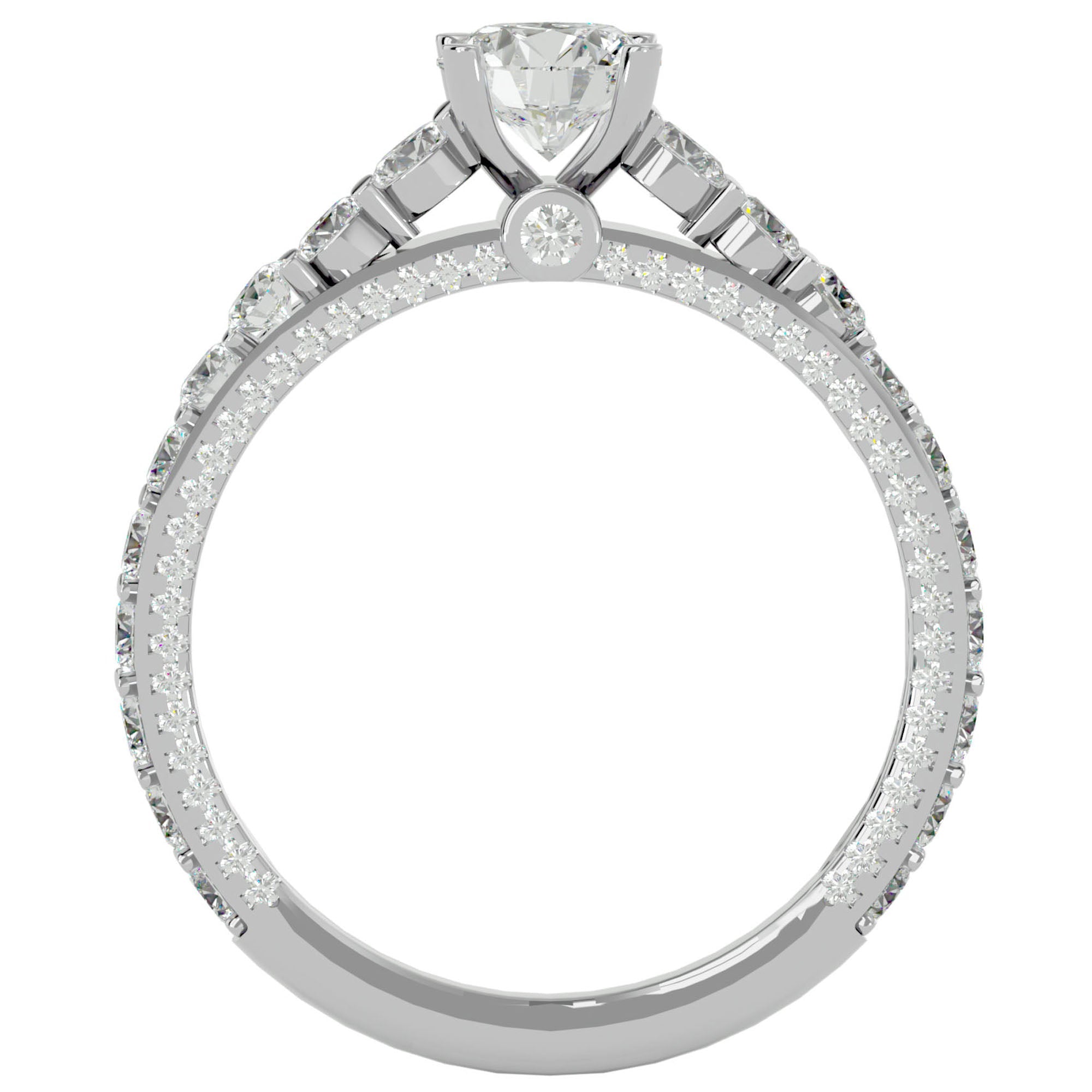Inel De Logodnă Voix Céleste cu Moissanite Pavé de 1.79 ct din Platina - Castelo.ro