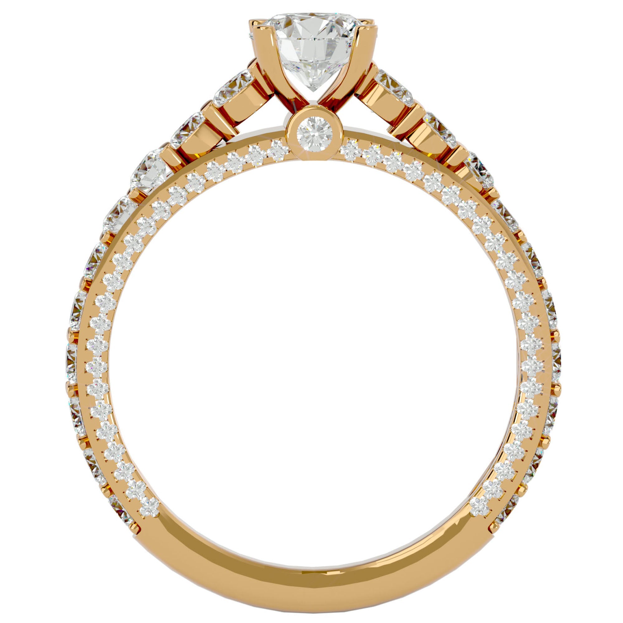 Inel De Logodnă Voix Céleste cu Moissanite Pavé de 1.79 ct din 18k Aur Galben - Castelo.ro
