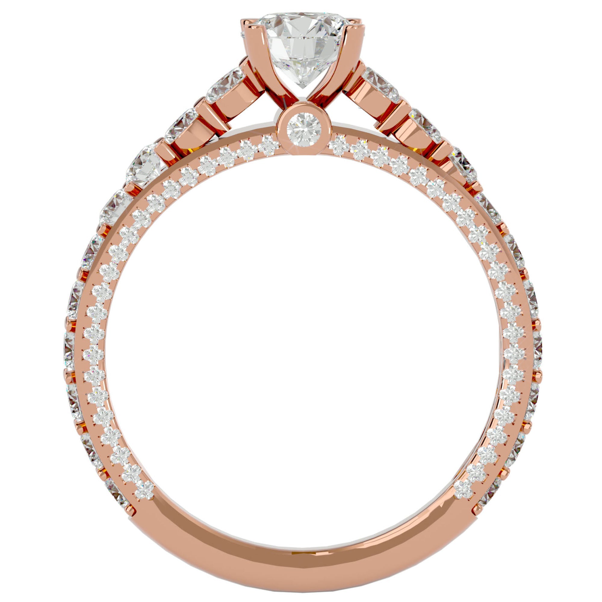 Inel De Logodnă Voix Céleste cu Moissanite Pavé de 1.79 ct din 18k Aur Roz - Castelo.ro