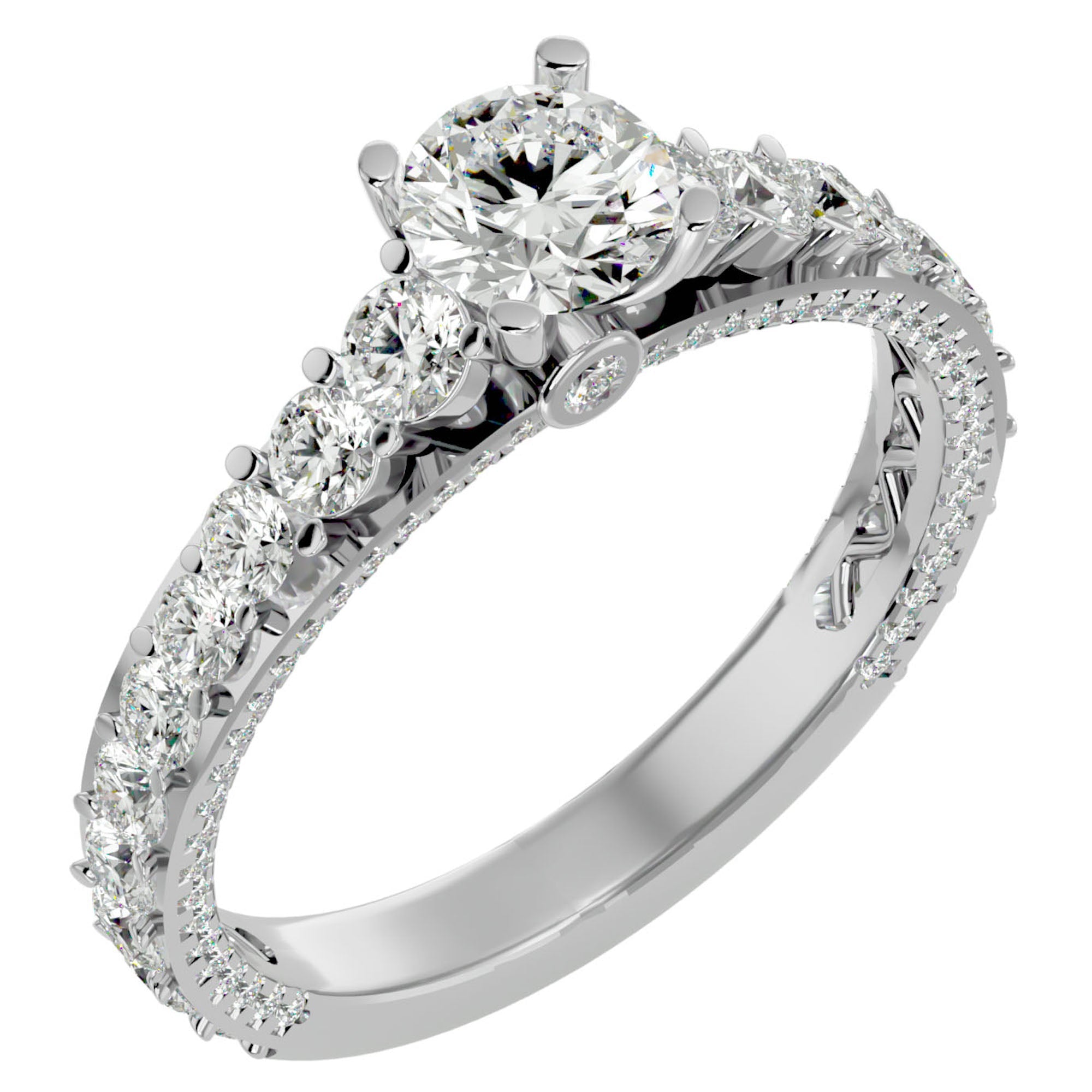 Inel De Logodnă Voix Céleste cu Moissanite Pavé de 1.79 ct din Platina - Castelo.ro