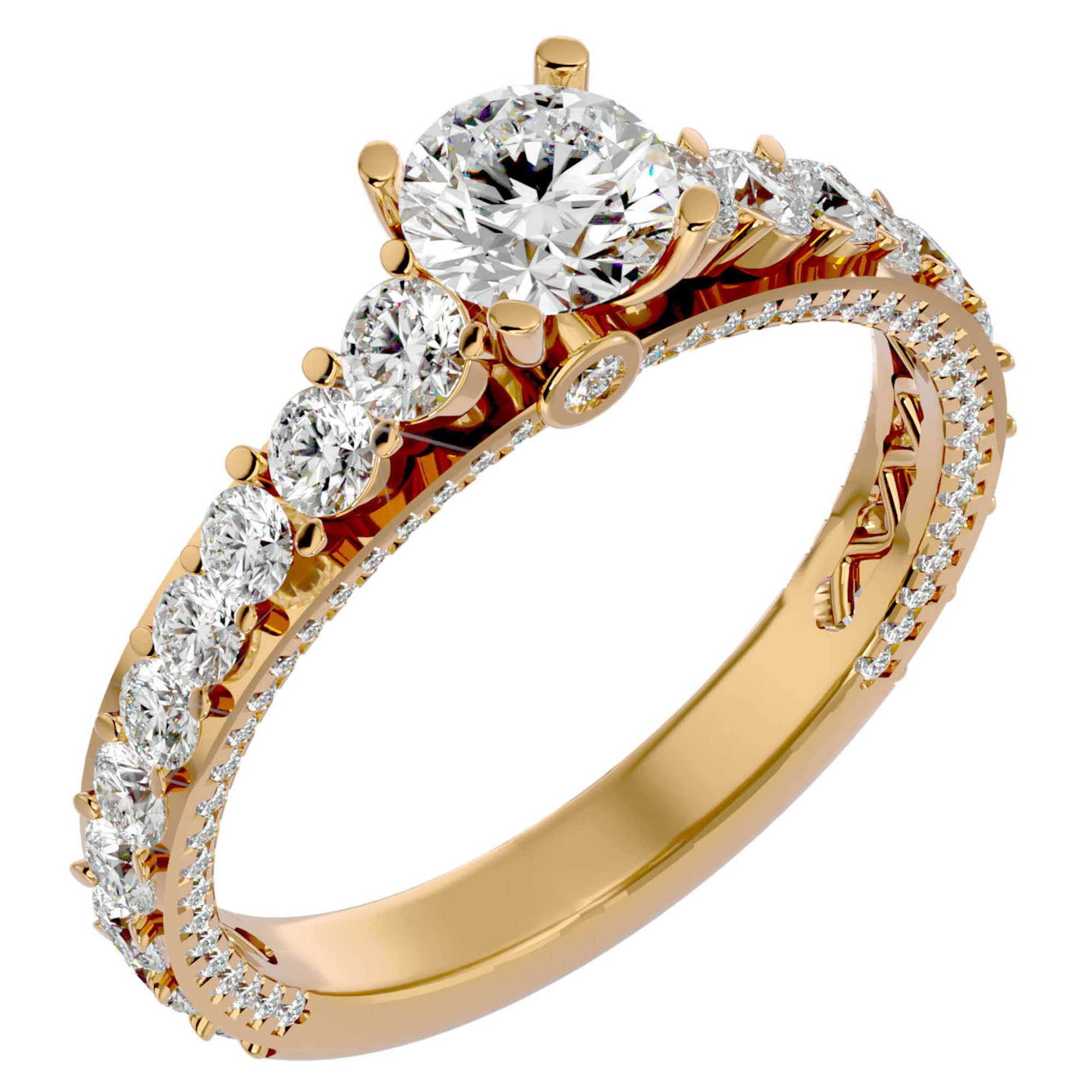 Inel De Logodnă Voix Céleste cu Diamante Naturale Pavé de 1.79 ct din 18k Aur Galben - Castelo.ro