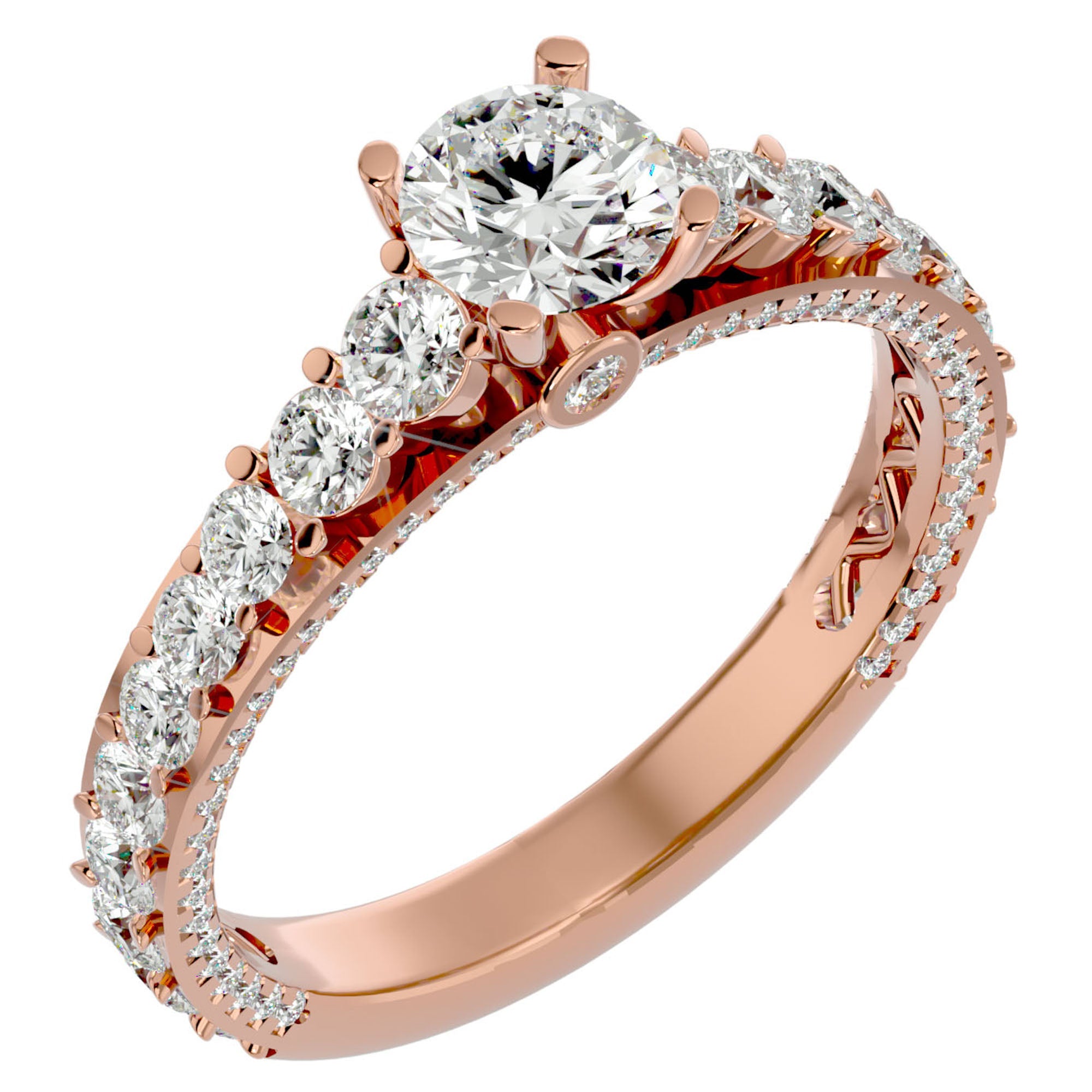 Inel De Logodnă Voix Céleste cu Diamante Naturale Pavé de 1.79 ct din 18k Aur Roz - Castelo.ro