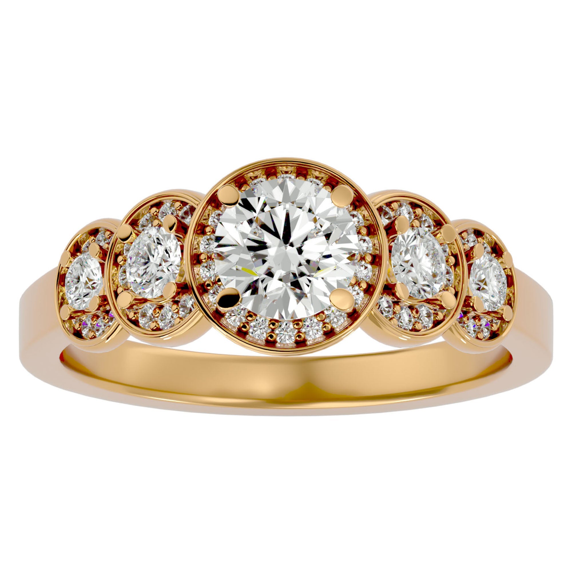Inel de Logodnă din Aur 14k cu Diamante Naturale Pavé în Crescendo Etern de 1.07 ct din 14k Aur Galben - Castelo.ro