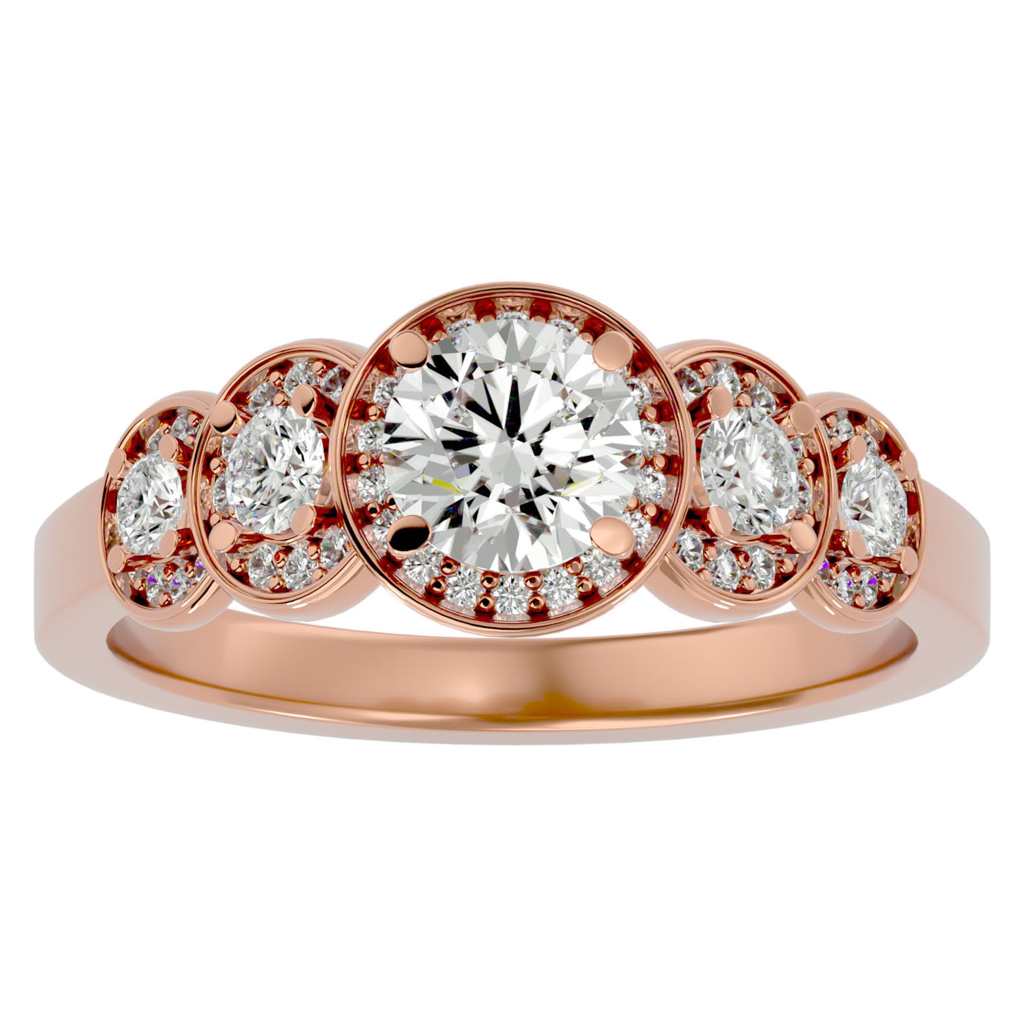 Inel de Logodnă cu Diamante Create în Laborator Pavé în Crescendo Etern de 1.07 ct din 18k Aur Roz - Castelo.ro