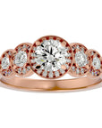 Inel de Logodnă cu Moissanite Pavé în Crescendo Etern de 1.07 ct din 18k Aur Roz - Castelo.ro
