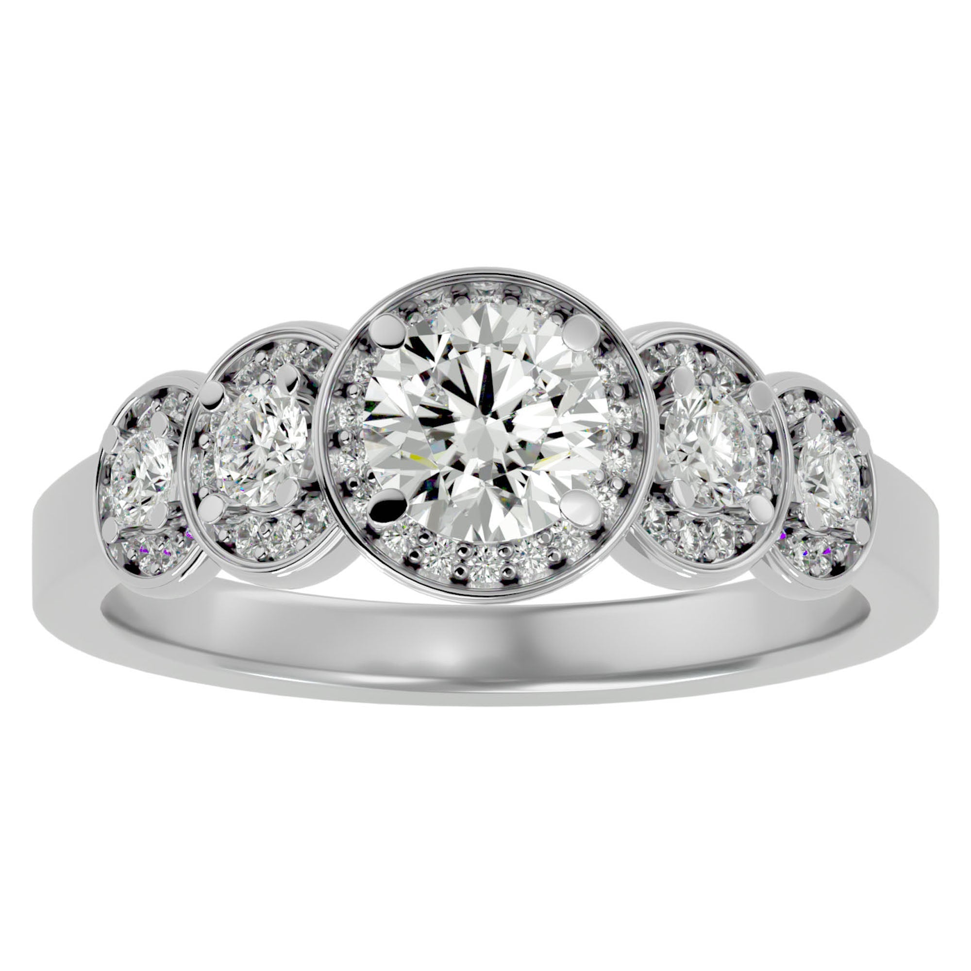 Inel de Logodnă cu Diamante Create în Laborator Pavé în Crescendo Etern de 1.07 ct din Platina - Castelo.ro