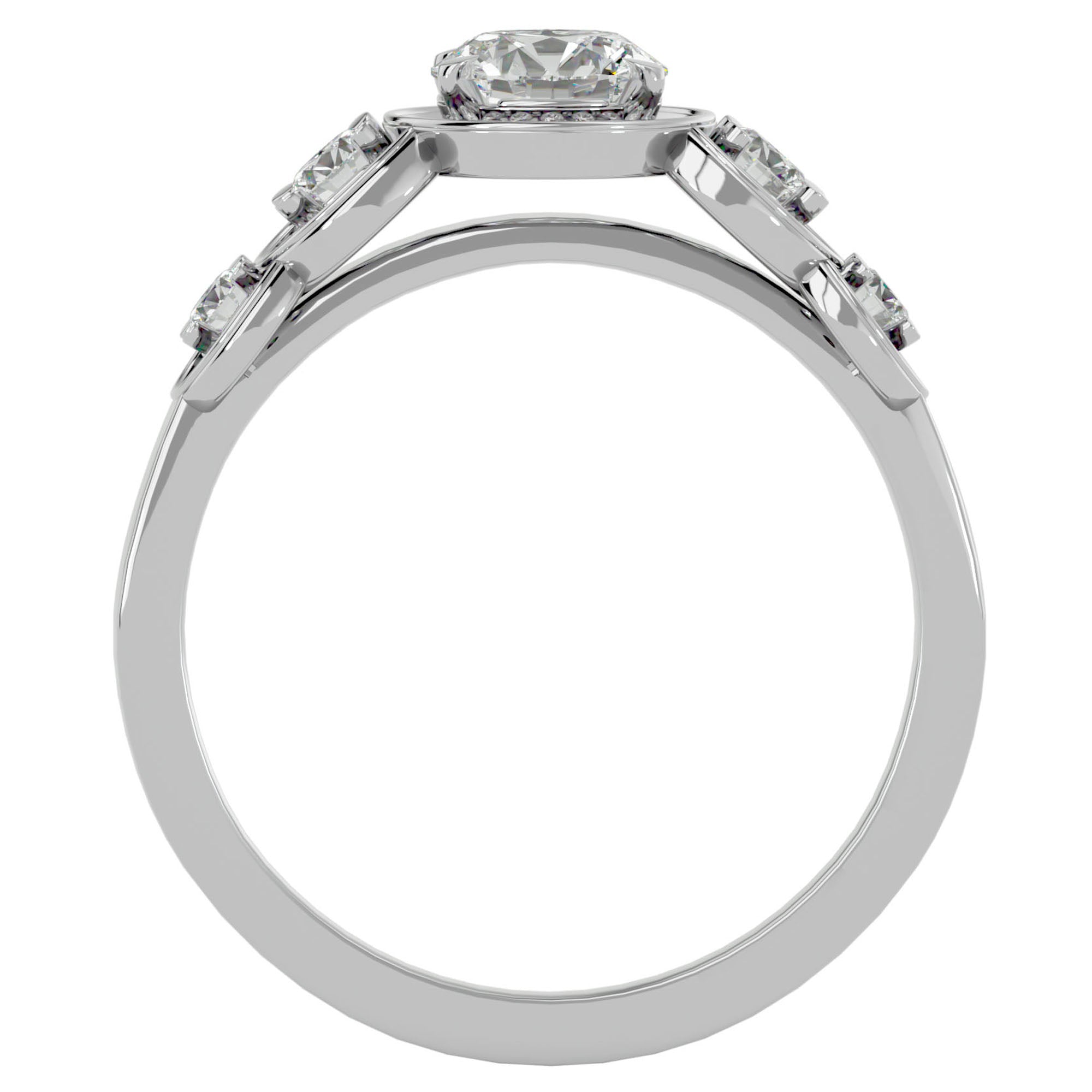 Inel de Logodnă cu Diamante Naturale Pavé în Crescendo Etern de 1.07 ct din Platina - Castelo.ro
