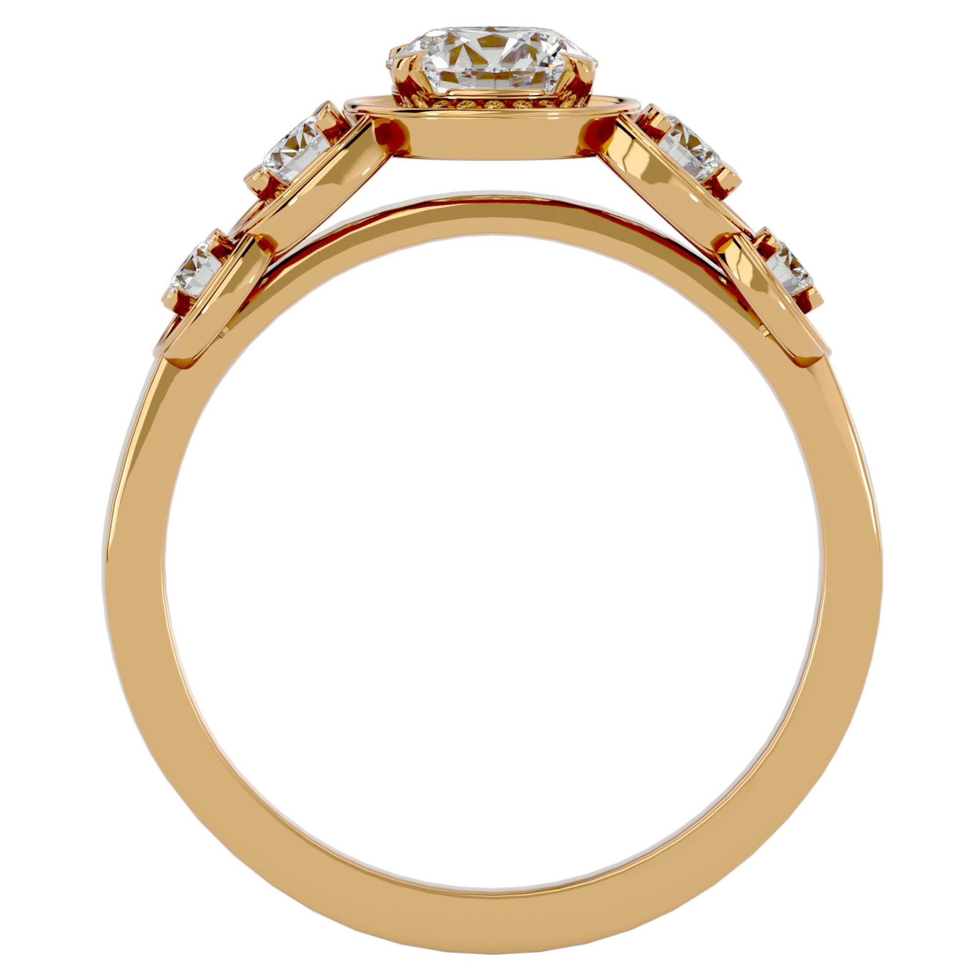 Inel de Logodnă din Aur 14k cu Diamante Naturale Pavé în Crescendo Etern de 1.07 ct din 14k Aur Galben - Castelo.ro