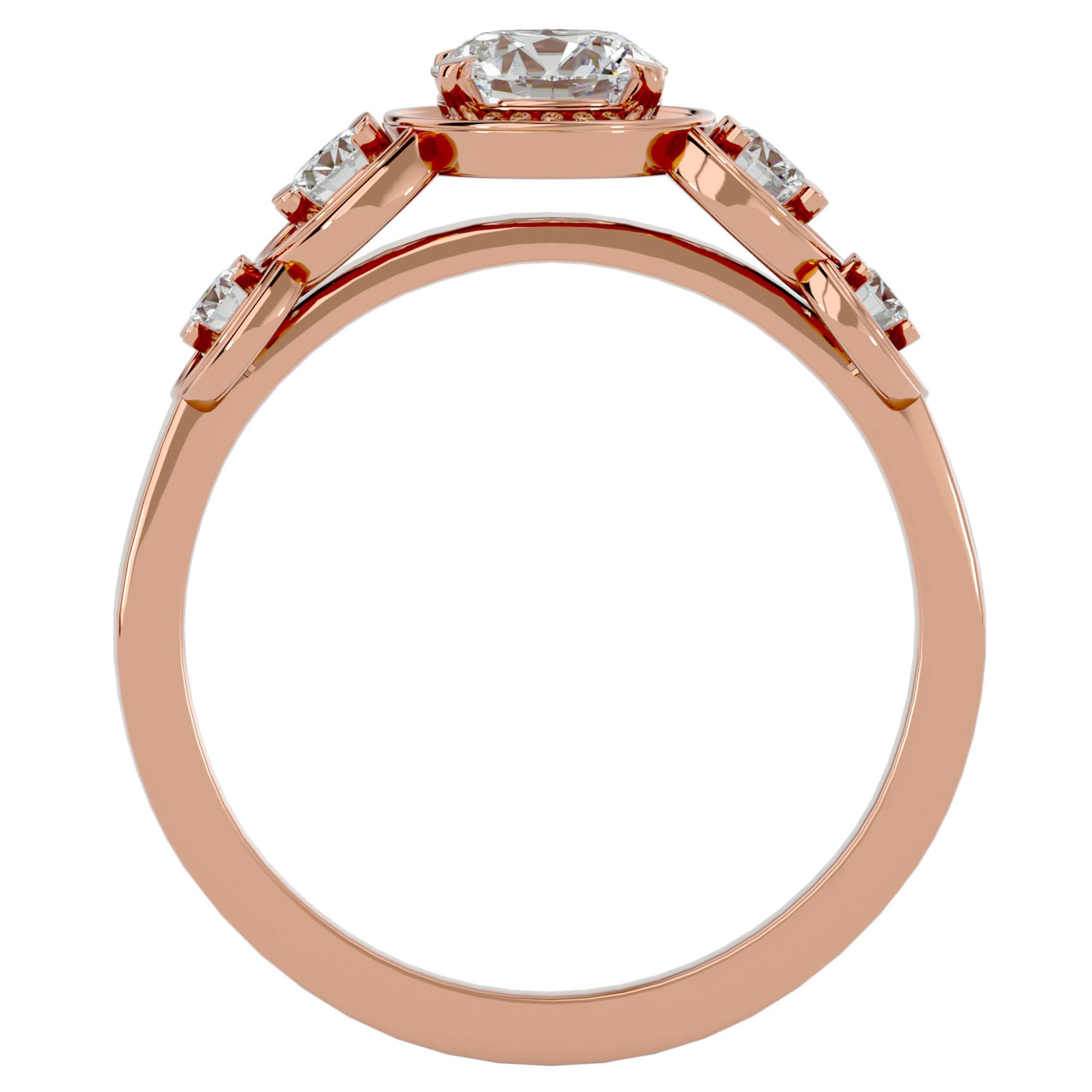 Inel de Logodnă cu Moissanite Pavé în Crescendo Etern de 1.07 ct din 18k Aur Roz - Castelo.ro