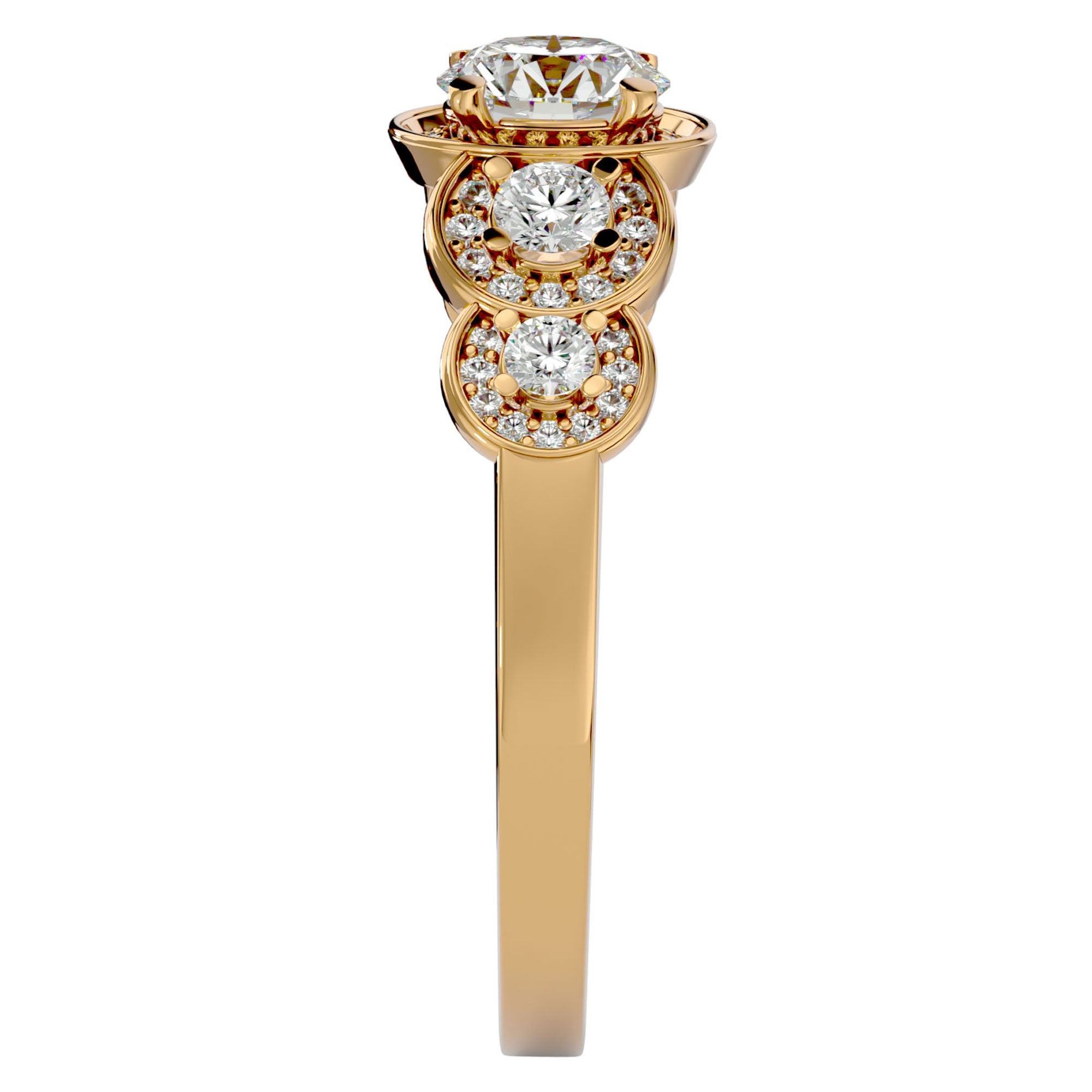 Inel de Logodnă cu Moissanite Pavé în Crescendo Etern de 1.07 ct din 18k Aur Galben - Castelo.ro