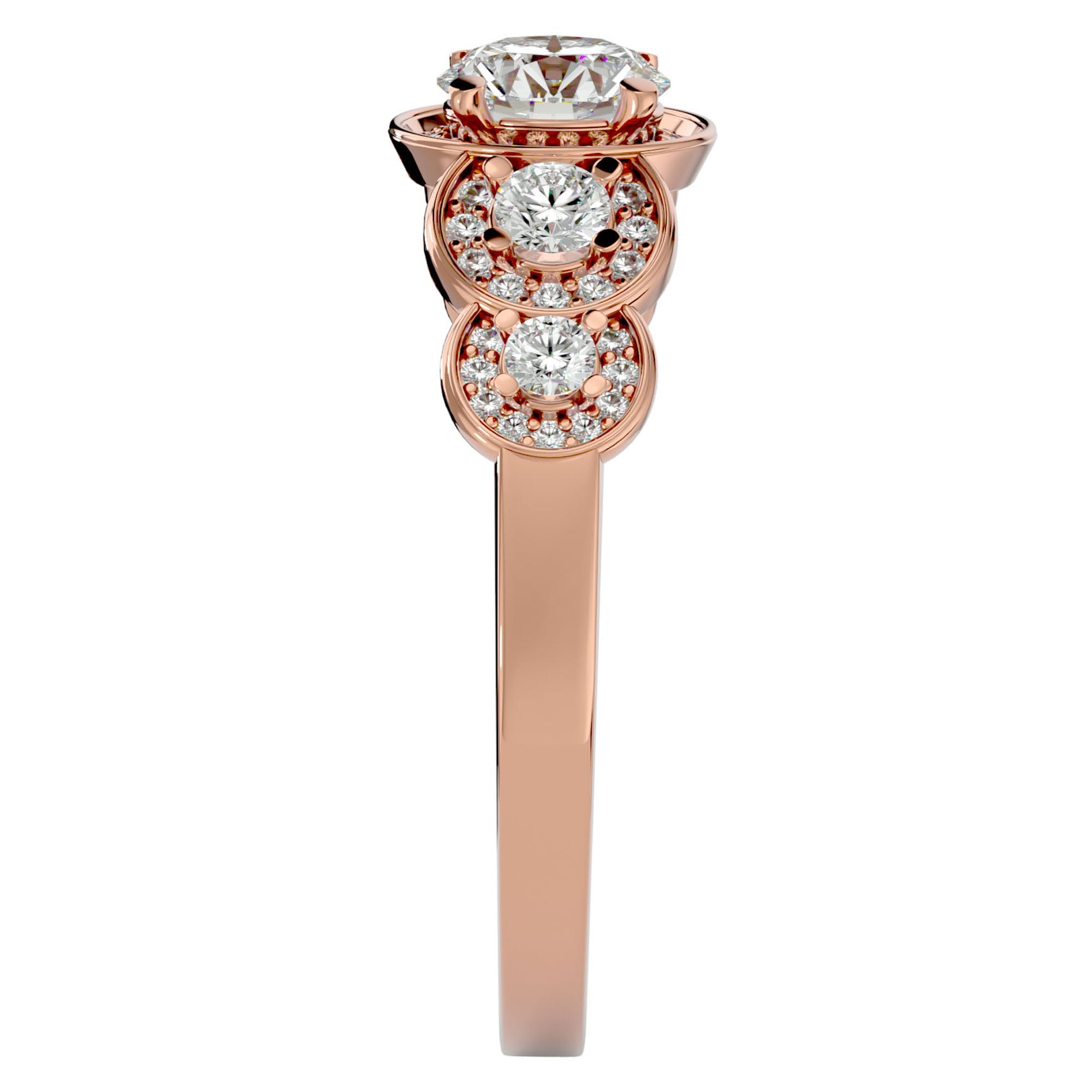 Inel de Logodnă cu Moissanite Pavé în Crescendo Etern de 1.07 ct din 18k Aur Roz - Castelo.ro