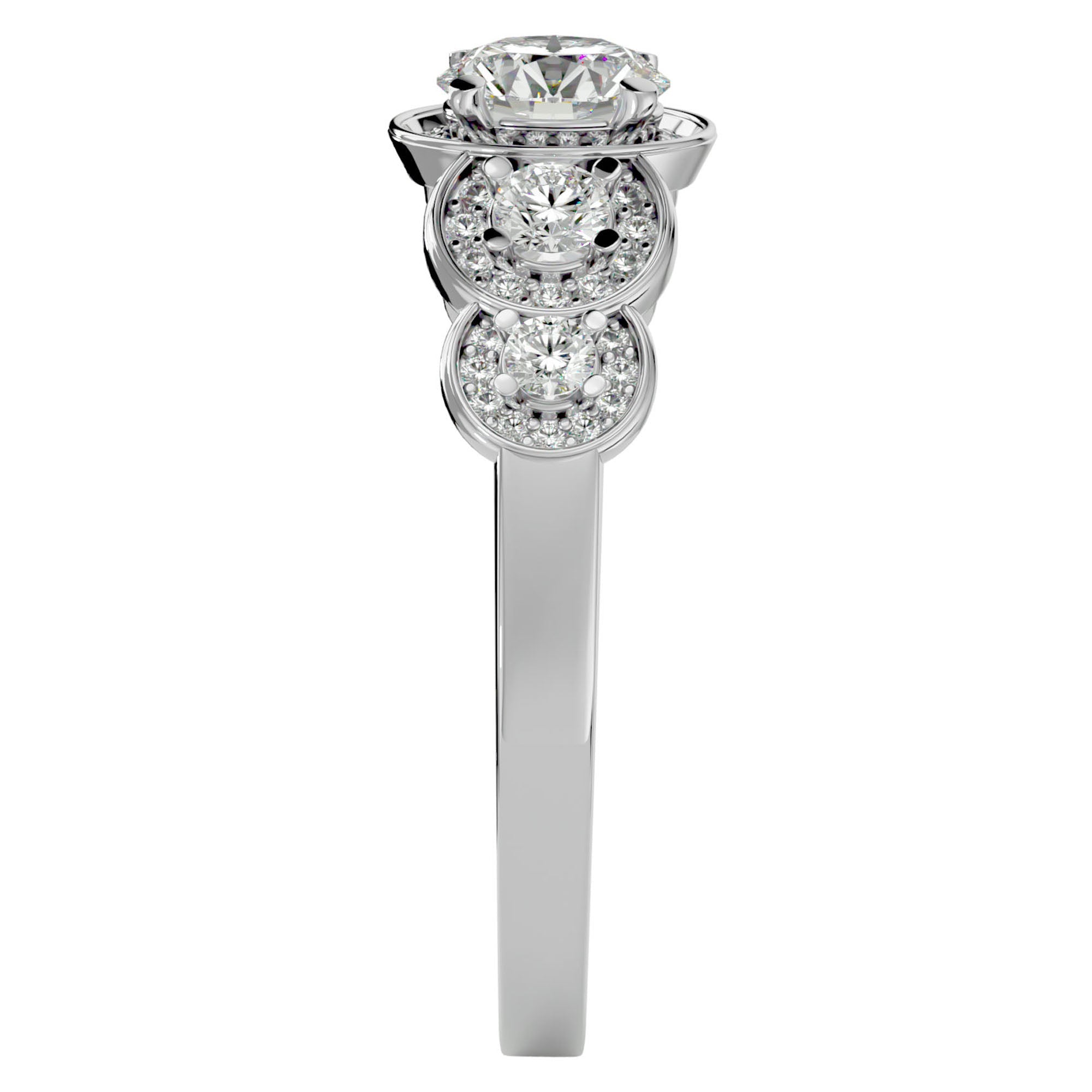 Inel de Logodnă cu Diamante Naturale Pavé în Crescendo Etern de 1.07 ct din Platina - Castelo.ro