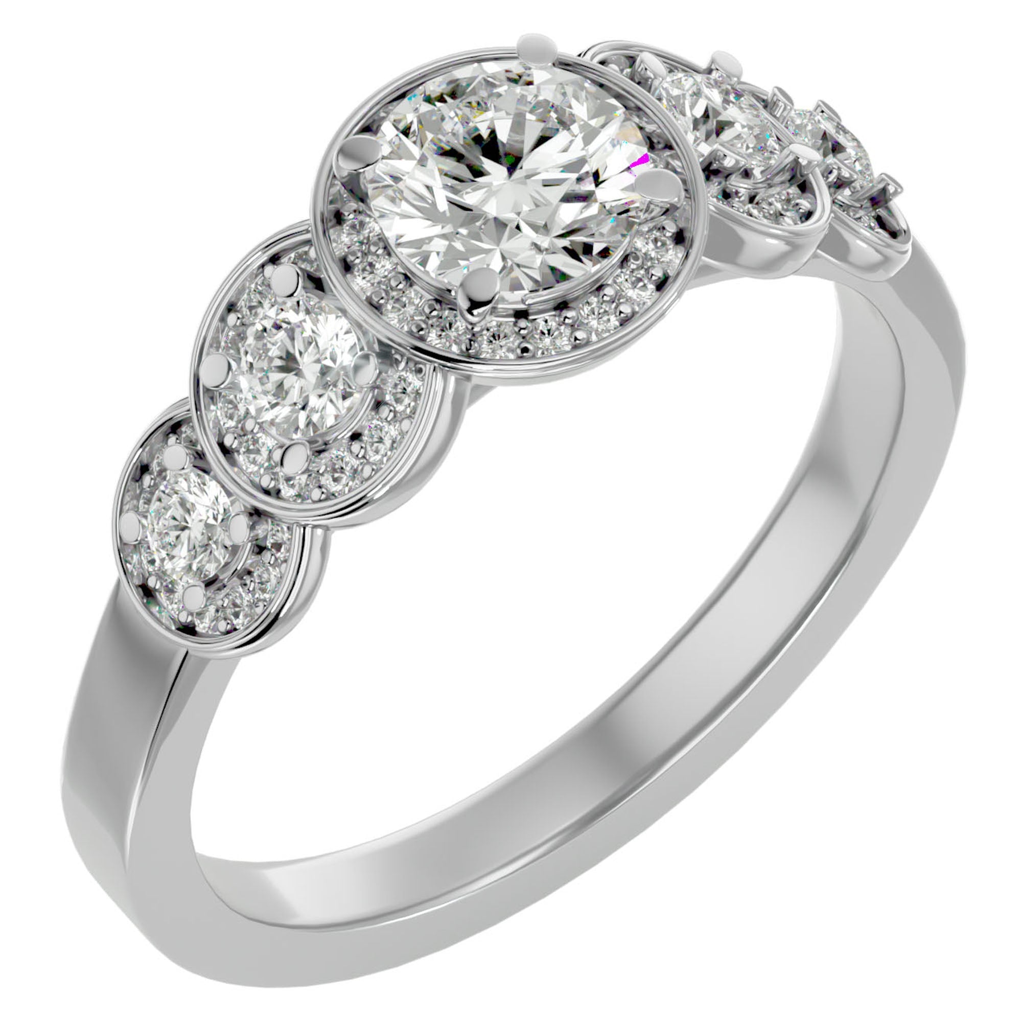 Inel de Logodnă cu Diamante Naturale Pavé în Crescendo Etern de 1.07 ct din Platina - Castelo.ro