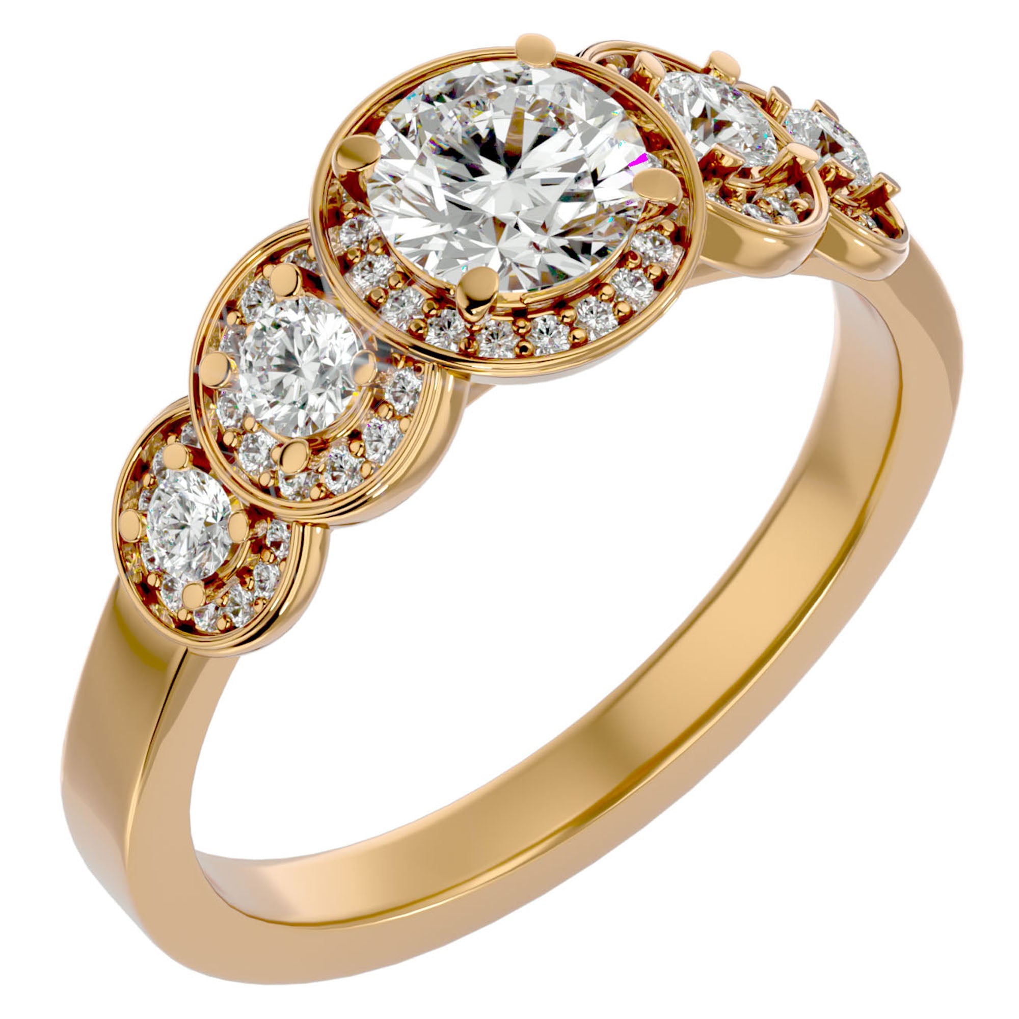 Inel de Logodnă cu Diamante Create în Laborator Pavé în Crescendo Etern de 1.07 ct din 18k Aur Galben - Castelo.ro