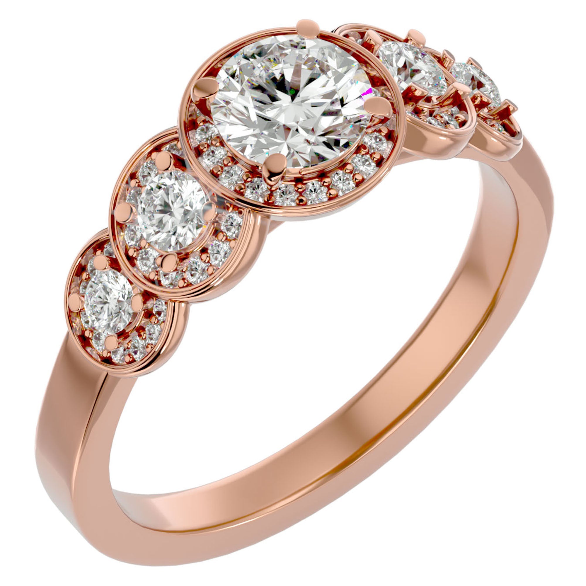Inel de Logodnă cu Moissanite Pavé în Crescendo Etern de 1.07 ct din 18k Aur Roz - Castelo.ro
