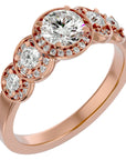 Inel de Logodnă cu Moissanite Pavé în Crescendo Etern de 1.07 ct din 18k Aur Roz - Castelo.ro