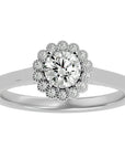 Inel de Logodnă din Aur 14k cu Moissanite Halo Etern în Crescendo de 0.60 ct din 14k Aur Alb - Castelo.ro