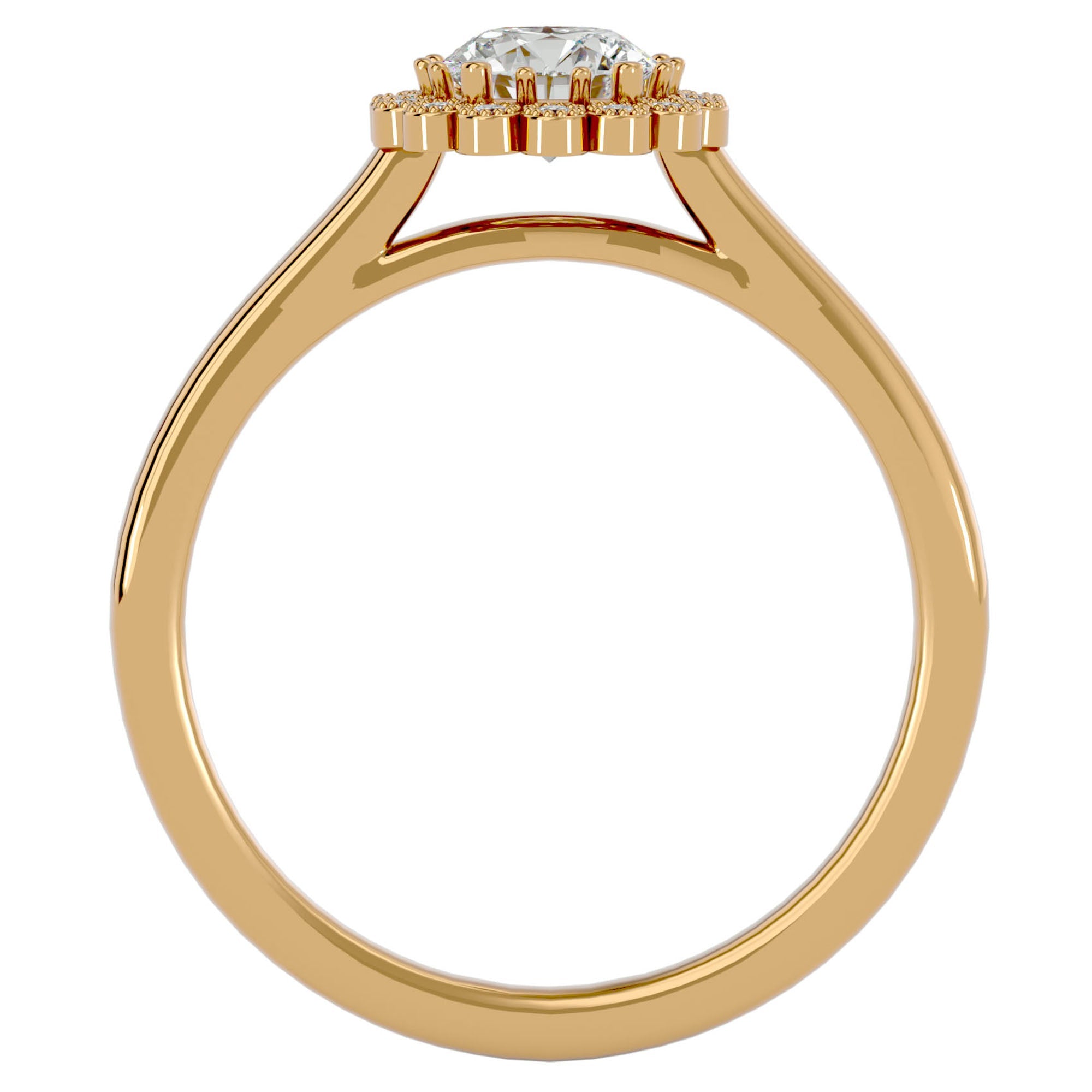 Inel de Logodnă din Aur 14k cu Diamante Naturale Halo Etern în Crescendo de 0.60 ct din 14k Aur Galben - Castelo.ro