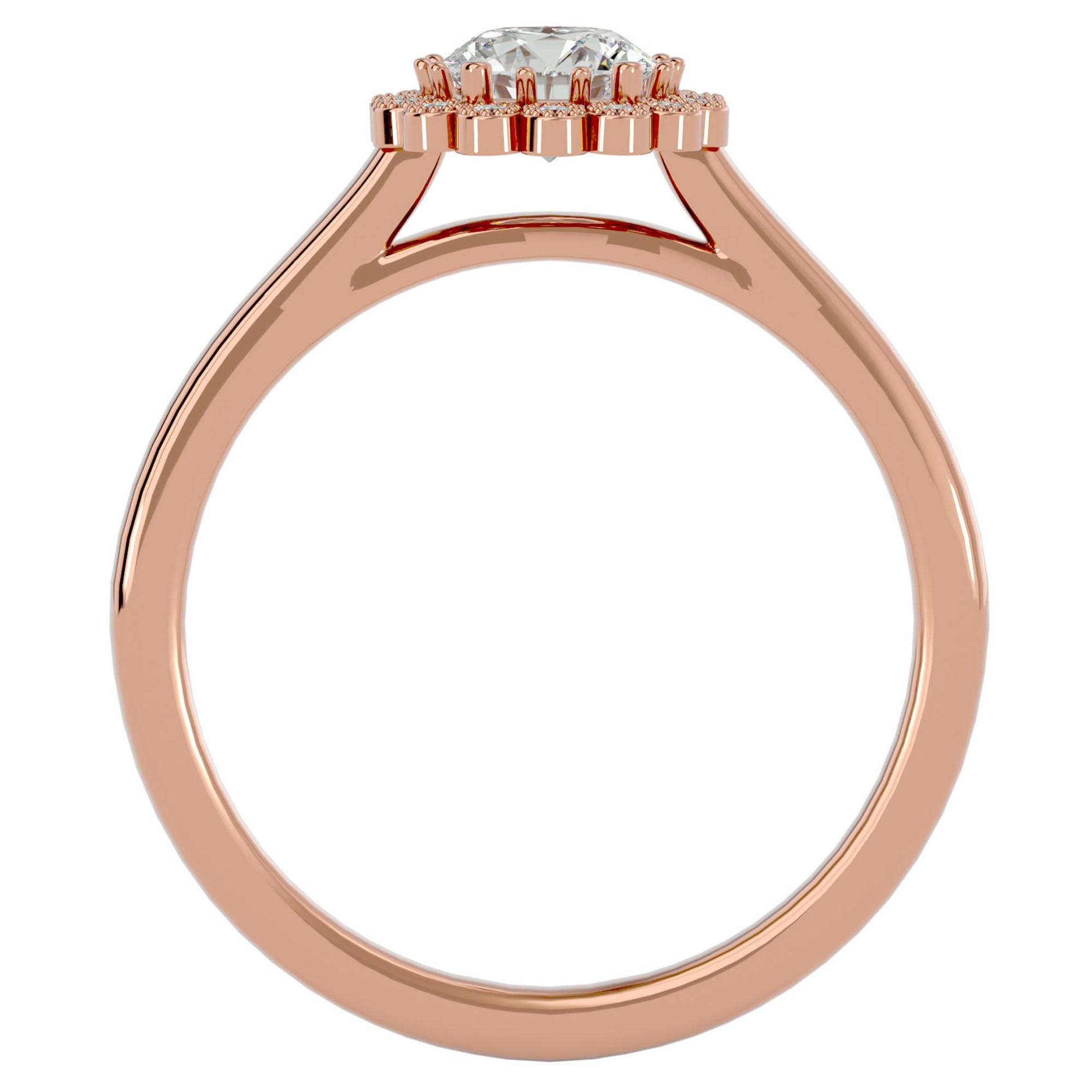 Inel de Logodnă din Aur 14k cu Moissanite Halo Etern în Crescendo de 0.60 ct din 14k Aur Roz - Castelo.ro