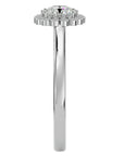 Inel de Logodnă din Aur 14k cu Moissanite Halo Etern în Crescendo de 0.60 ct din 14k Aur Alb - Castelo.ro